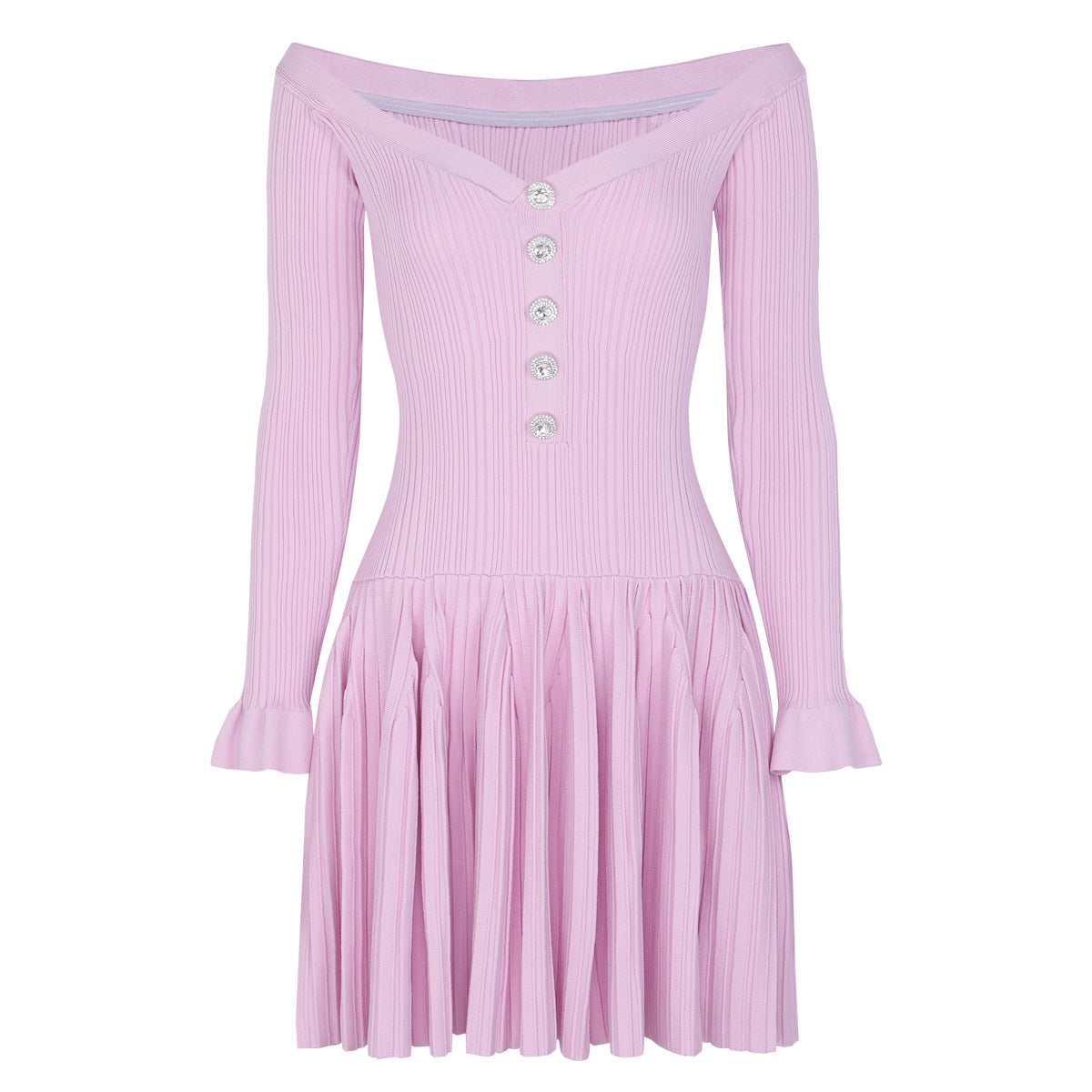 Autumn Long Sleeve off Shoulder off Shoulder Knitted All Matching Slim Fit Slimming Dress