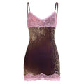 Sexy Personalized Snake Pattern Lace Contrast Color Splicing Sling Dress Sexy V neck Backless Hip Dress