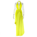 Women Clothing Slim Fit Solid Color Lace up Hip Dress Sexy Halter V neck Chest Wrapped Dress