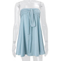Women Clothing Spring Sexy Street Satin Tube Top Strap Solid Color Sleeveless Dress