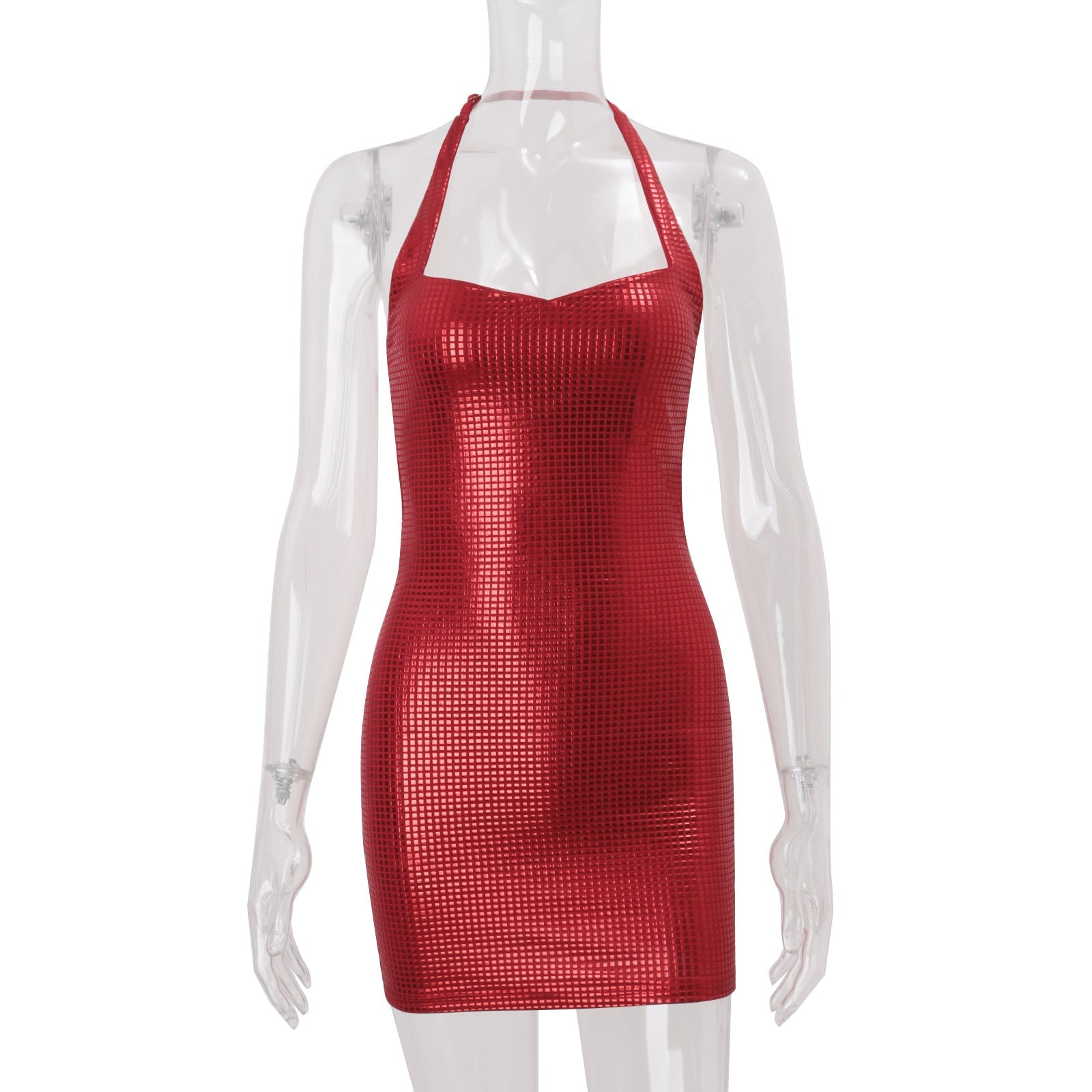 Women Clothing Winter French Sexy High Class Elegant Pure Want to Hang Neck Tight Waist Sheath Dress Women