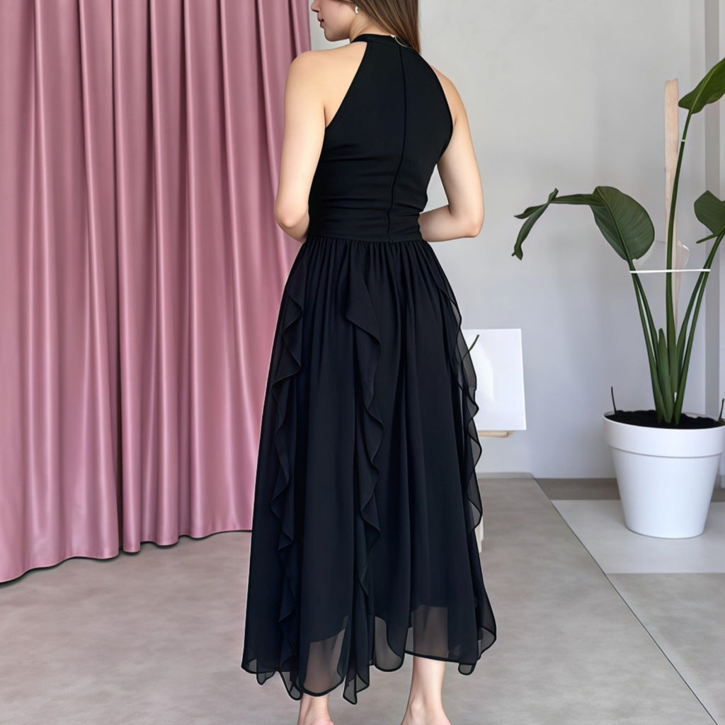 Summer Women Clothing French Ruffled Waist Slimming Dress