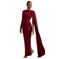 Women Wear One Shoulder Ribbon Evening Dress Long Sleeve Sexy Sheath Dress