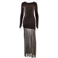 Women Clothing Autumn Winter Voile See through Solid Color Dress Sexy Slim Fit Backless Split Dress