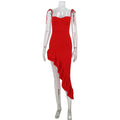 Spring Sexy Tube Top Irregular Asymmetric Dress Ruffled Socialite Sling Dress