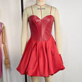 Satin Strapless Dress Sexy Boning Corset Slimming Dress