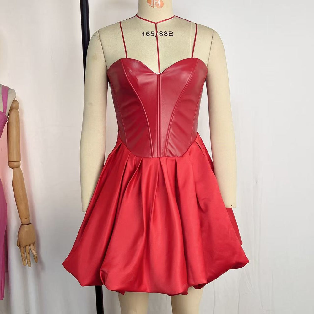 Satin Strapless Dress Sexy Boning Corset Slimming Dress