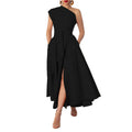 Summer Women Wear Sleeveless Diagonal Collar Solid Color Waist Tight Swing Dress