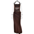 Spring Summer Sexy Backless Halter Satin Maxi Dress Sexy Hollow Out Cutout Sleeveless Dress