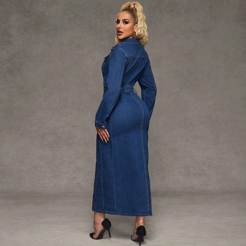Women Clothing Breasted Waist Tight Maxi Dress