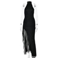 Sexy Women Wear Autumn Sexy Sleeveless Halter Backless Slim Fit Slit Dress