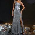 Evening Dress Women One Shoulder High Slit Sexy Cocktail Party Dress Summer