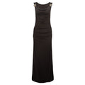 Fashionable All Match Sling Swing Collar Pleating Sheath High Waist Slit Sleeveless Maxi Dress