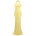 Yellow Heavy Industry Tube Bead Bow Halter Formal Dress Vision Dress Elegant