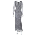 Sexy Square Neck Polka Dot Dress Autumn Winter Elegant Slim Fit Long Sleeve Dress