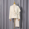 Spring Elegant Metal Ring Stitching Design Long Sleeve Shawl Blazer Women