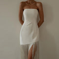 Dress Summer Tassel Sexy Tube Top Split Dress Women