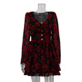 Women Wear Digital Printed V neck Long Sleeve Elegant Dress Autumn Floral A line Dress