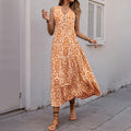 Summer Mid Length Sleeveless V neck Abstract Pattern Printing Dress