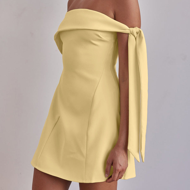 Off Neck Bandeau One Shoulder Sexy Short Dress Women Clothing A line Dress