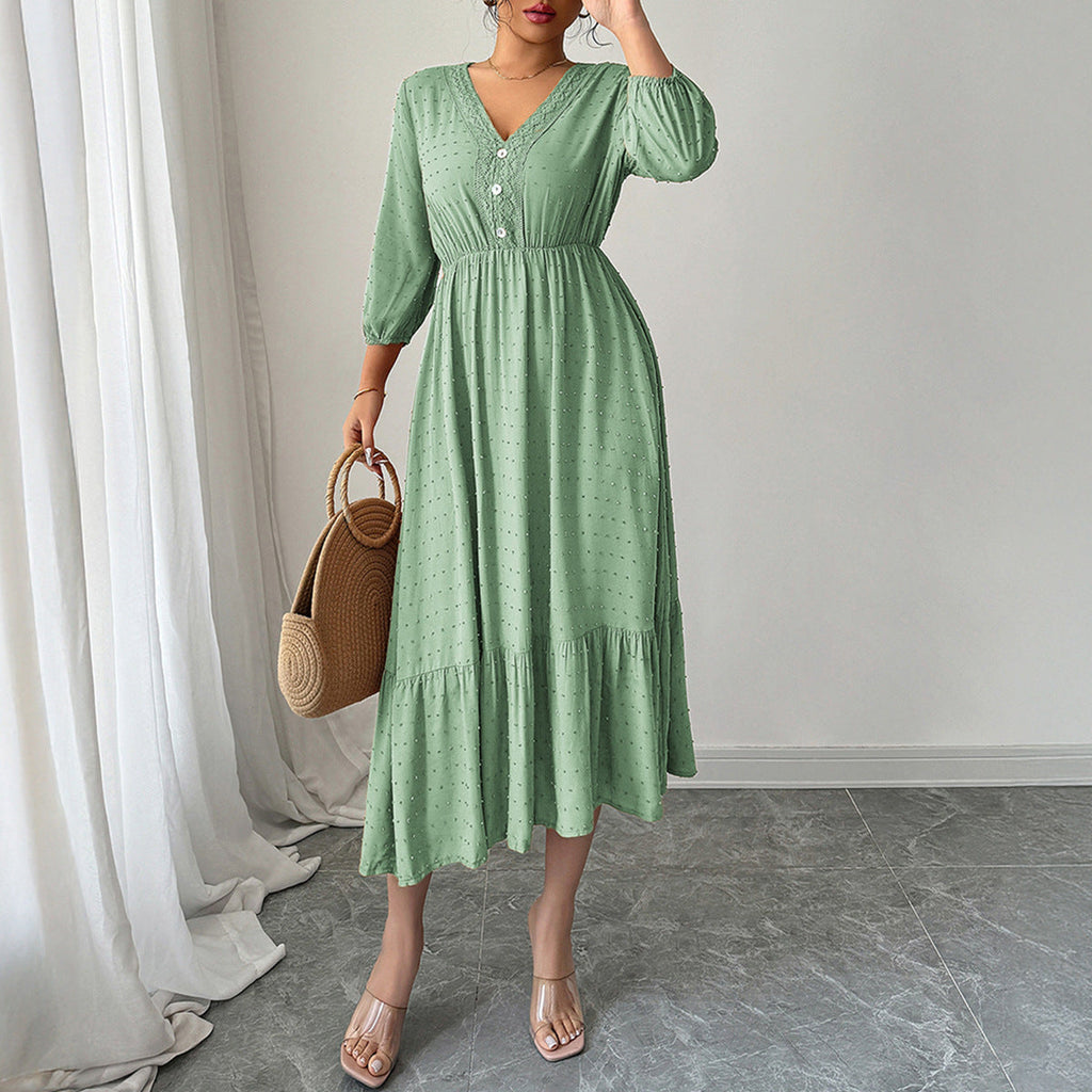 Women Clothing Autumn Casual Holiday All Match Long Dress