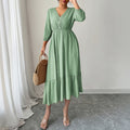 Women Clothing Autumn Casual Holiday All Match Long Dress