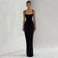 Autumn Winter Women Clothing Solid Color Elegant Slim Backless Square Collar Strap Dress for Women