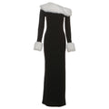 Autumn Winter Women Sexy Fur Collar Stitching Slim Fit Oblique Shoulder Color Matching Long Sleeve Elegant Dress