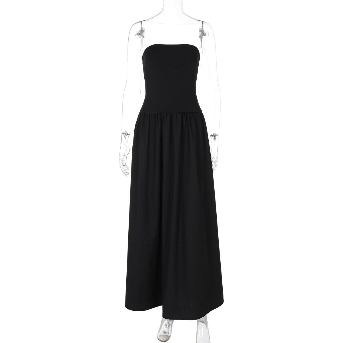 Sexy off Neck Street Loose Long Elegant Tube Top Solid Color Dress for Women