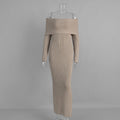 Knitted off Shoulder Long Sleeved Dress Autumn Winter off Shoulder Hip Knitwear Dress Women