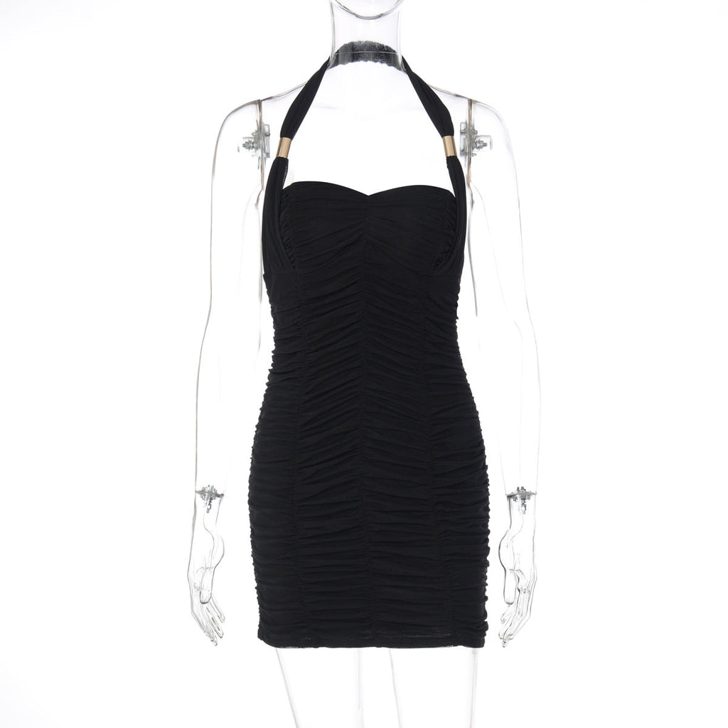 Women Clothing Winter Sexy Backless Halter Slim Sheath Dress Women