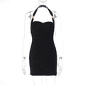 Women Clothing Winter Sexy Backless Halter Slim Sheath Dress Women