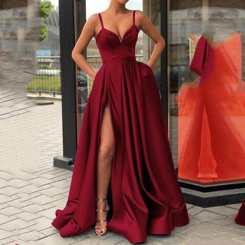 Satin Wedding Dress Spring Bridal Wedding Tube Top Slimming Simple Floor-Length Banquet Dress