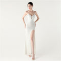 Sequined Evening Dress Sexy V neck Spaghetti Strap Cross Strap Fishtail Dress Red Carpet Cocktail