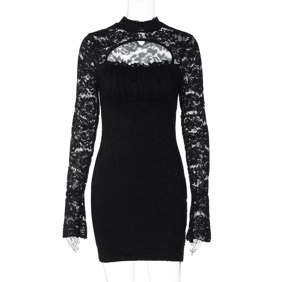 Women lothing Autumn Sexy Lace Hollow Out Cutout out Tight Sheath Dress