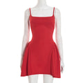 Autumn Winter Ballet Solid Color Camisole Backless a Swing Little Dress