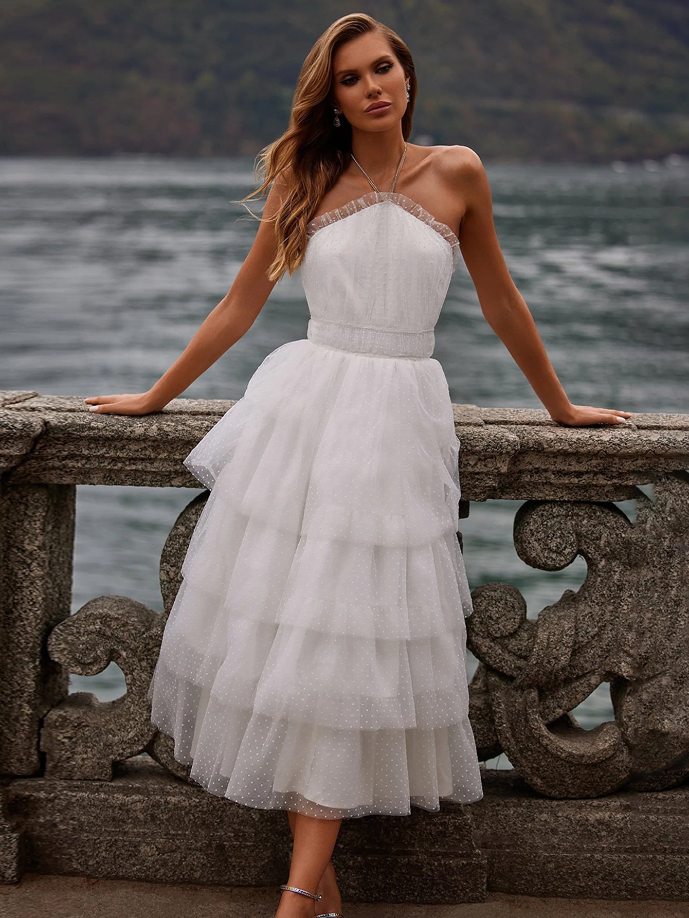 Women Sleeveless Halter Dress Backless Dress