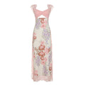 Vacation Sexy Lace Stitching Printed Irregular Asymmetric Slit Cutout Sling Dress Beach Dress