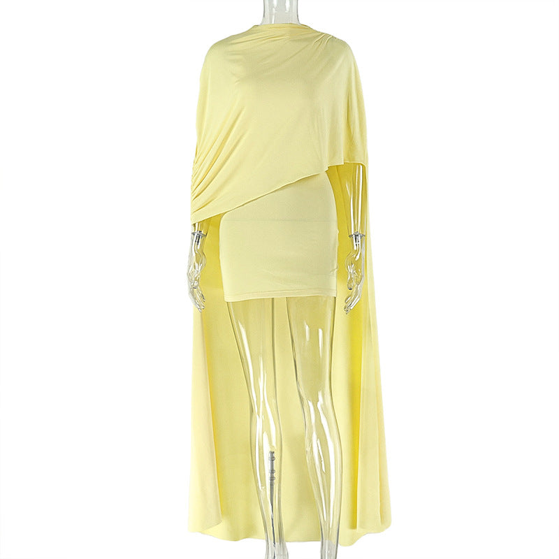 Solid Color Women Comfortable Pleated Simple Hip Dress round Neck Sleeveless Design Short Dress