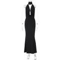 Summer Women Clothing Sexy Cutout Swing Collar Backless Adult Lady like Woman Slim Fit Sheath Split Halter Dress