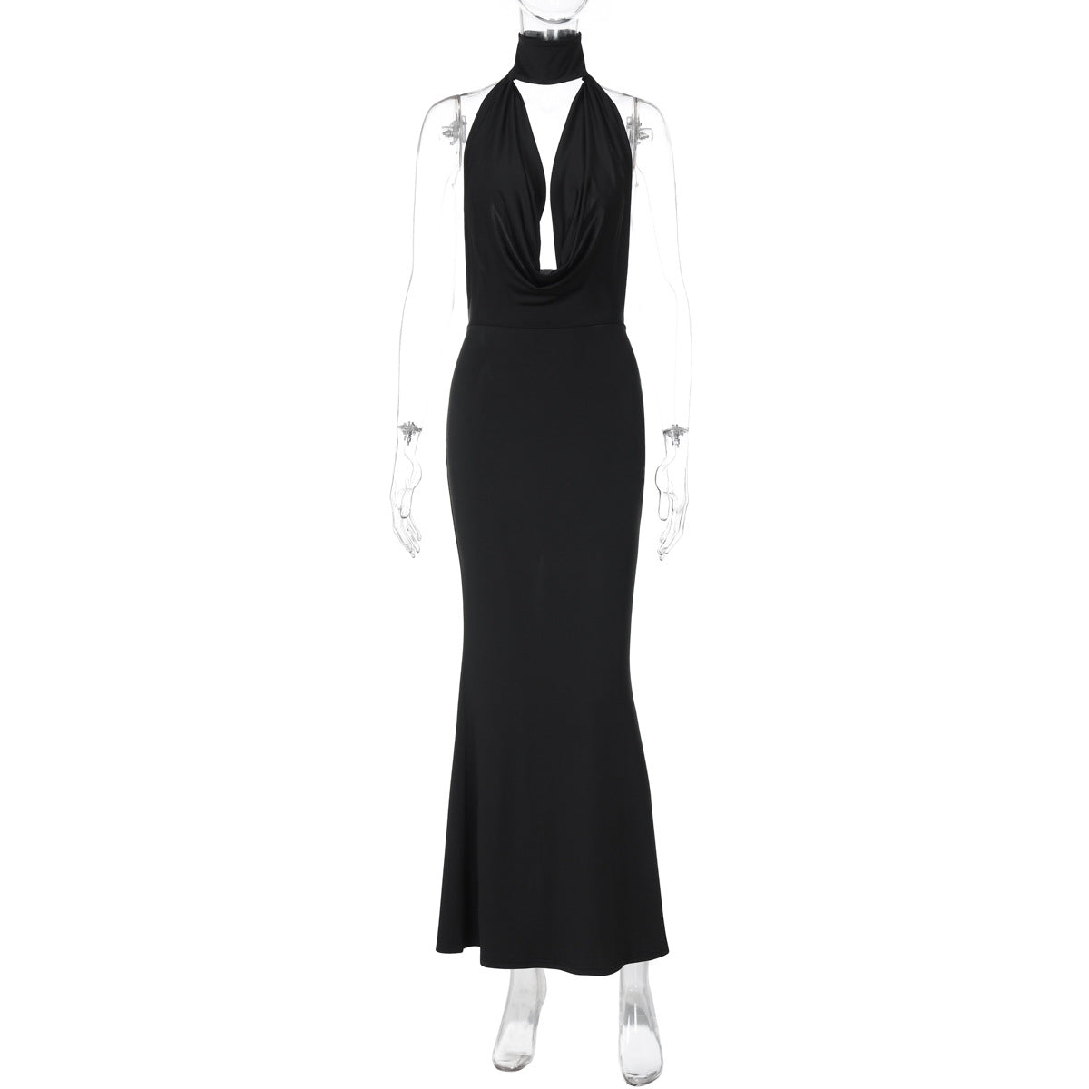 Summer Women Clothing Sexy Cutout Swing Collar Backless Adult Lady like Woman Slim Fit Sheath Split Halter Dress