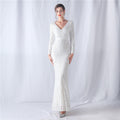 Positioning Floral Cutting Craft Magic Color Sequin Annual Meeting Wedding Long Sleeve Evening Dress