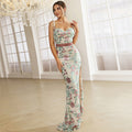 Elegant Boat Neck Sequined Cocktail Sheath Fishtail Bridesmaid Dress Evening Dress Women Dress