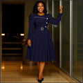 Puff Sleeve Waist A line Dress Retro Slimming Elegant Party Dress Women Dresses