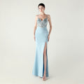 Satin Cloth Applique Bead Tube Boning Corset Waist Tight Folding Craft Evening Dress Strapless Sexy Dinner Social
