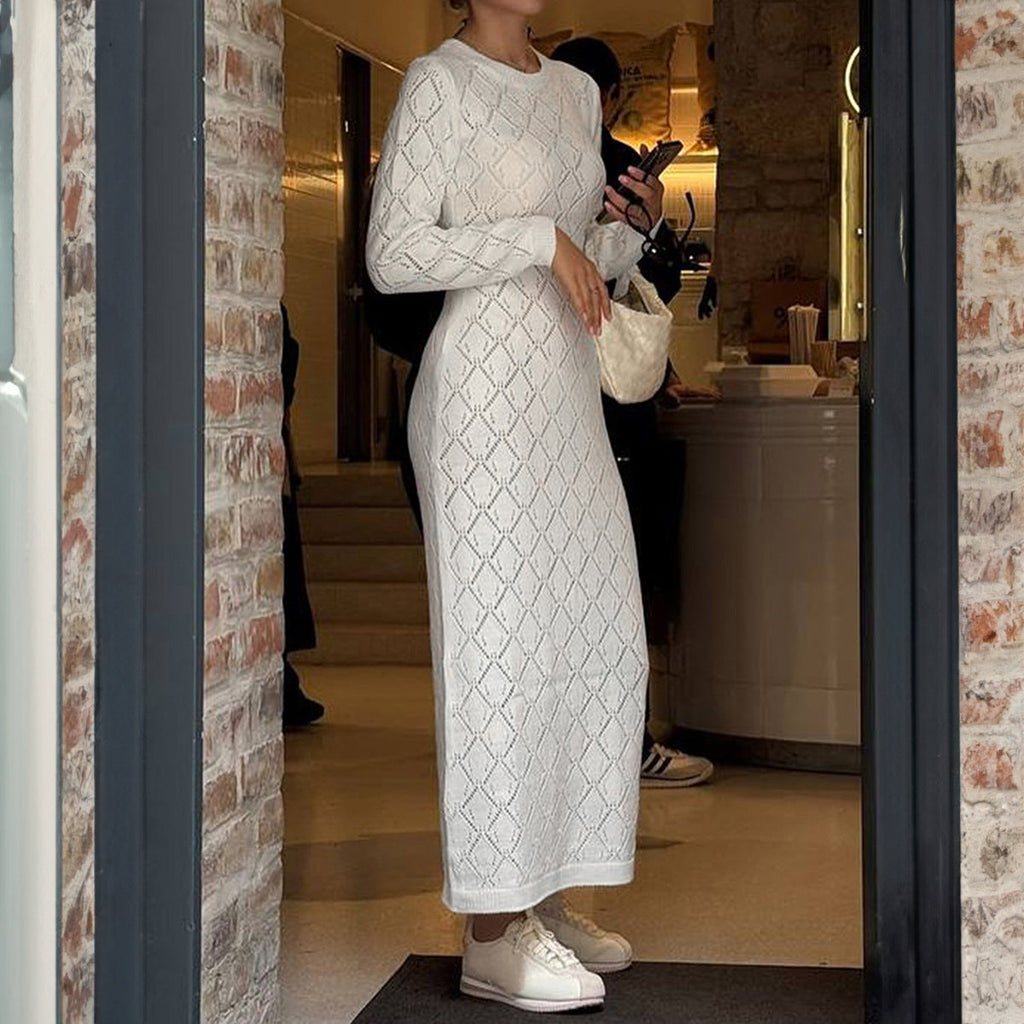 Elegant Elegant Long Sleeve Narrow Maxi Dress Women Clothing Autumn Winter