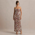 Spring Summer Suspender Sequined Sheath Dress Party Holiday Split Dress