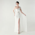 Tulle Shawl Three Dimensional Bead Tube Embroidery Craft One Shoulder Slim Slimming Social Celebration