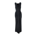 Women Clothing Sexy V neck Slim Fit Pleated Design High Sense Elegant Evening Dress