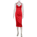 Elegant Women Clothing Slim Fit High Grade Satin Tube Top Halter Backless Red Dress Dress Women